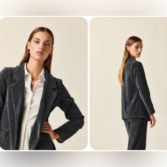 Algo Bonito Corduroy Velvet Blazer Dark Blue - size M - Picture 1 of 11